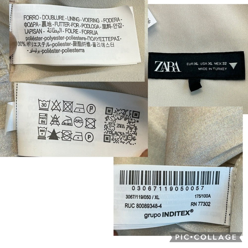 Zara ivory pearlescent ombre satin open back draped Cowl neck halter top Sz XL - Picture 8 of 11